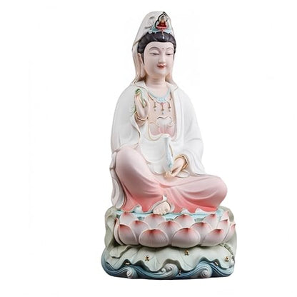 Top Ceramic Guan Yin Statue - Handmade Quan Yin, Kwan Yin, Quan Am, Kuan Yin for Meditation Altar, Female Buddha Statue - Goddess of Mercy and Compassion, Chinese Decor, Chinese Gifts - size: Large