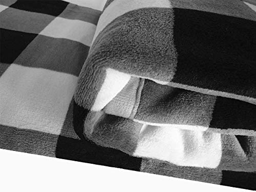 Buffalo Check Sherpa Throw 80'' x 60''- Soft Plush Flannel Blanket Throws for Bed/Couch/Sofa/Office/Camping - color: A-black/White Plaid, size: 60''x80''