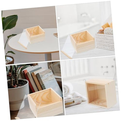Luxshiny 2Pcs Acrylic Sliding Lid Storage Box Visible Wooden Craft Organizer for Jewelry and Small Items Multi-Purpose Storage Solution