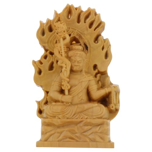 Alipis Acalanatha Buddha Wood Carving Statue Ornament for Home Office Meditation Decor Boxwood Sculpture Peaceful Relief Decor