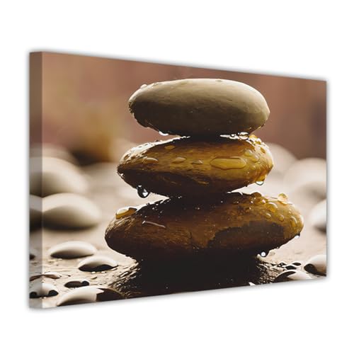 ZHOUWALLPIC Zen Canvas Wall Art Water Stone Picture Prints Meditation Artwork Paintings for Yoga Spa Decor Framed Ready to Hang(Zen-1,24.00" x 36.00") - color: Zen-1, size: 24L" x 36W"