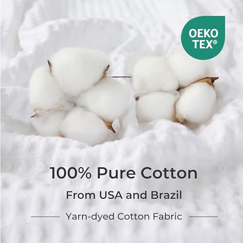 Lightweight Cotton Waffle Blanket Twin Size, Modern Two-Tone Check Pattern, Soft & Breathable for Bed, Couch, Sofa, All Seasons – Bright White, 60"x80" - color: Bright White, size: Twin