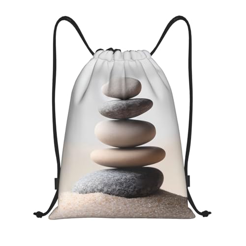Meditation Stone Drawstring Backpack, Lightweight And Suitable For Fitness, Sports,With Shoulder Straps - size: Small