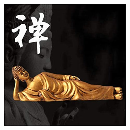 LQX Sculpture Tabletop Crafts Figurines Collectible Prop Thai Sleeping Buddha Statue Meditation Sculpture Ornament Resin Figurine Gift Kids Small,Silver (Color : Golden) - color: Golden,silver