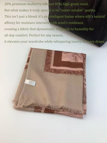 Luxury Cashmere Pashmina Style Shawl - Silk & Wool Blend Scarf, Lightweight Skin-Friendly Wrap - color: 11 Brown