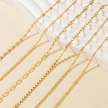 Tewiky Waterproof Gold Bracelets for Women Non Tarnish - Dainty Stack 14K Gold Plated/Sterling Silver Chain Bracelets Set Adjustable Trendy Jewelry for Women - style: Style C