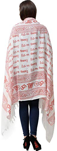 Exotic India Printed Om Namah Shivai Prayer Shawl - PolyCotton