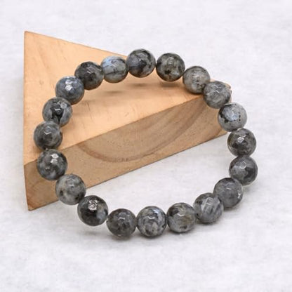 Justinstones Gemstone Crystals Chakra Beads Bracelet Crystal Healing 10mm Round Stretchable Bracelet for Her Gift - color: Faceted Larvikite