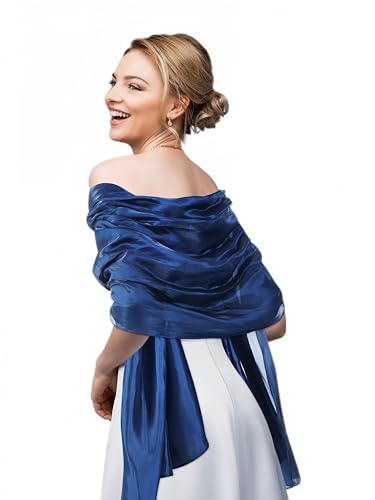 Geyoga Women's Scarf Shawls and Wraps for Evening Dress Fashion Scarf for Wedding Bridesmaid Ramadan Gifts - color: Dark Blue