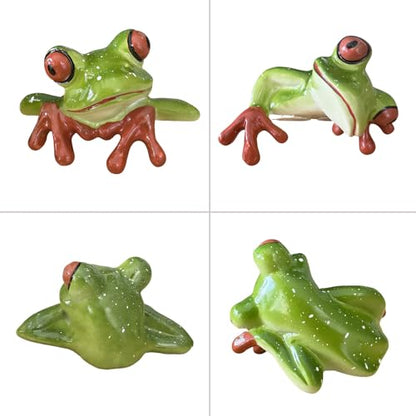 2 PCS Funny Resin Frogs Decor, 3D Creative Craft Frog Gifts Cute Frog Figurine Computer Monitor Plant Pot Office Desk Decor Personalized Car Dashboard Decorations Rearview Mirror Accessories