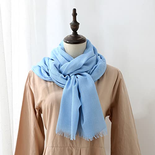 Jeelow Solid Color Scarf Wrap Shawl for Women Men – Soft Lightweight Head Scarf, All Season, Travel Beach Office Daily Wear - color: Blue