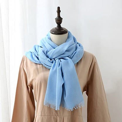 Jeelow Solid Color Scarf Wrap Shawl for Women Men – Soft Lightweight Head Scarf, All Season, Travel Beach Office Daily Wear - color: Blue