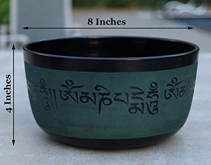 Large 8 Inches Yoga Meditation Buddha OM Mani Singing Bowl Cushion Mallet Gift Set