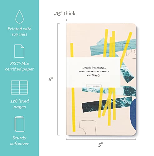 Compendium Softcover Journal - To exist is to change… to go on creating oneself endlessly. – A Write Now Journal with 128 Lined Pages, 5″W x 8″H - color: Creating Multicolor