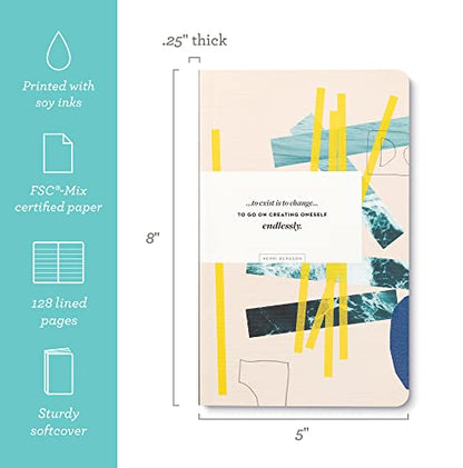 Compendium Softcover Journal - To exist is to change… to go on creating oneself endlessly. – A Write Now Journal with 128 Lined Pages, 5″W x 8″H - color: Creating Multicolor