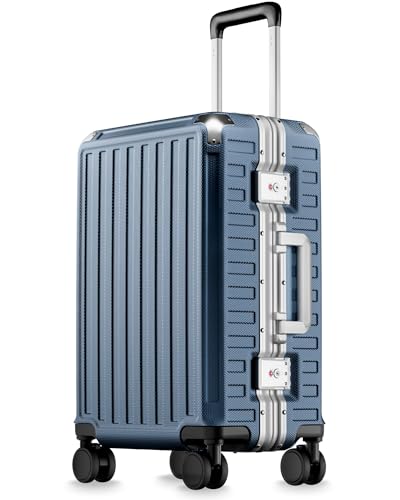Carry On Luggage with Spinner Wheels, 8010S Aluminum Frame Zipperless Polycarbonate Hard Shell Suitcase (ZX-Core, Blue, 20 Inch) - color: Ocean Blue, size: Carry-on 20-inch