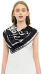 ANDANTINO 100% Pure Mulberry Silk Scarf 35" Large Square Lightweight Headscarf –Women’s Hair Wraps-With Gift Packed - color: 1-black