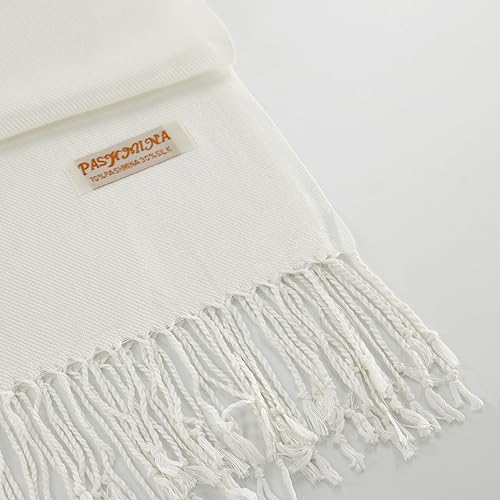 Soft Silky Pashmina Shawl Wraps Solid Colors Scarf for Wedding Evening Dresses - color: K-cream
