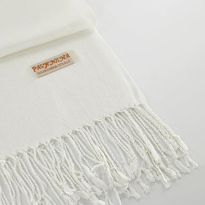 Soft Silky Pashmina Shawl Wraps Solid Colors Scarf for Wedding Evening Dresses - color: K-cream