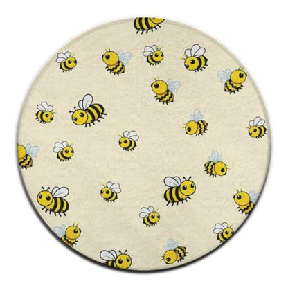 Modern Round Area Rug, Non-Slip Machine Washable Kitchen Office Circle Rug, Room Sofa Yoga Soft Round Carpet Compatible with Cute Bee Pattern 24inch(60cm) - color: Color563, size: 24inch(60cm)