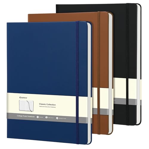Comix 3 Pack A4 Lined Journal Notebooks, 208 Pages, Large Size-8.5" x 11", Black, Hardcover Journaling Notebooks for Men & Women- Fits for Office, Business, School, Notes Taking & Writing - color: Assorted-3 Pack, size: A4-Lined
