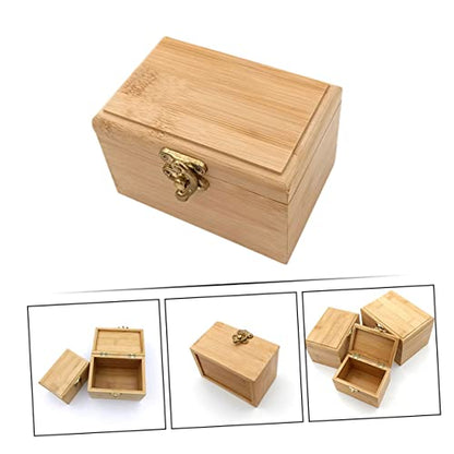 Healifty Bamboo Storage Box Jewelry Box Organizer Square Case Capacity for Home Office Decor Style