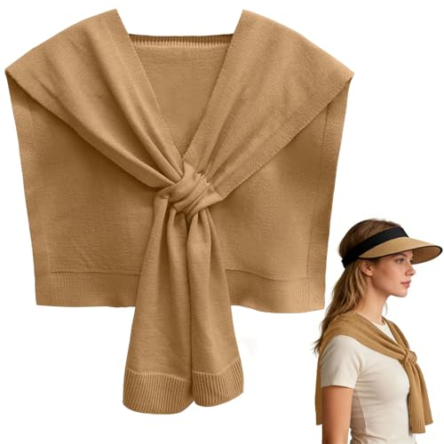 ORUIVO Oversized Sweater - Inspired Shawl with Insertion Opening for Easy Wear - Women's Fashion Knitted knotted Shawl - color: Camel