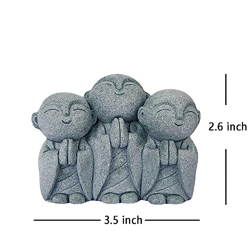 OwMell Japanese Jizo Monk Statue, Buddha Jizo Figurine Memorial Aquarium Statue Ornament - Smiling - color: Smiling