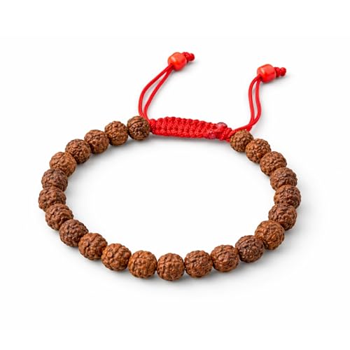 The Alchemist's Arcanum Adjustable Beaded Wrist Accessory for Men and Women, Stretch Fit Stone Bead Jewelry for Daily Wear and Gifting - color: ( Authentic 5 Faced Rudraksh )