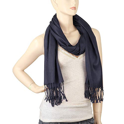 Falari Women's Soft Solid Color Pashmina Shawl Wrap Scarf, for Wedding, Bridesmaid Gifts, Evening Dress - color: Charcoal Grey