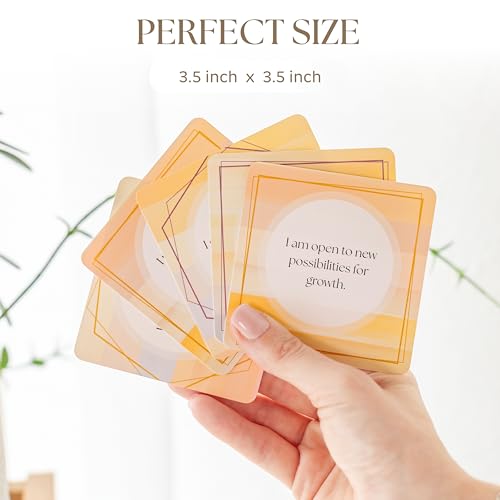 Affirmation Cards for Women with Guided Journal – 52 Positive Affirmations Cards, Wooden Stand & Daily Reflection Workbook, Mindfulness Cards for Desk, Self Care and Motivational Gift Set