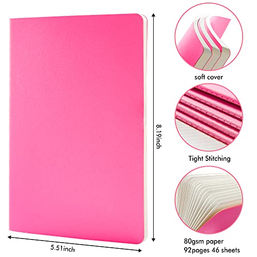 8 Pack Soft Cover Journal Bulk, Feela Notebooks College Ruled for Work, Lined Travel Journal for Women Men, Note Taking Notebook School Supplies Business Writing, 8.2” x 5.5”, A5, Berry - color: 8 Berry