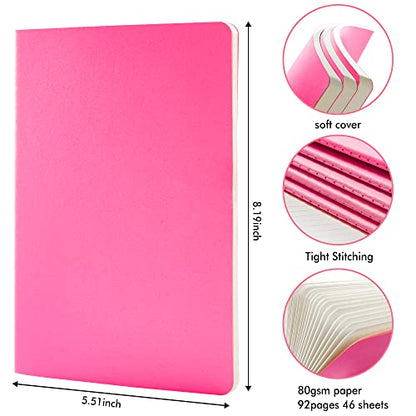 8 Pack Soft Cover Journal Bulk, Feela Notebooks College Ruled for Work, Lined Travel Journal for Women Men, Note Taking Notebook School Supplies Business Writing, 8.2” x 5.5”, A5, Berry - color: 8 Berry