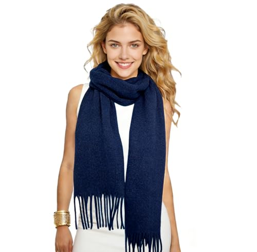 Winter Soft Long Scarf, Pashmina Shawls and Wraps, Warm Large Scarves for Men Women Evening Dress Wedding - color: Navy