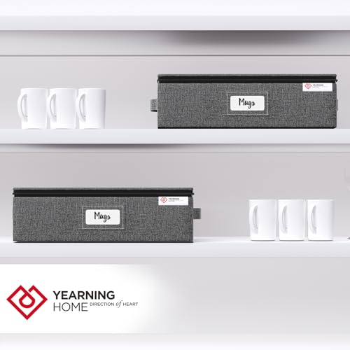 Cup and Mug Storage Box with Hard Shell and Dividers for Coffee Mugs,Tea Cups and Glasses,Stackable Storage Organizers with Lid,Handles,Zips and Lable for Moving,Holds 12,2 Pack, Grey - style: 2 Pack Mug and Cup Storage