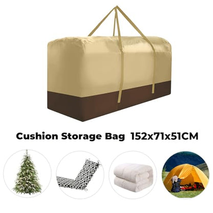 Outdoor Cushion Storage Bag Extra Large 420D Oxford Waterproof Dust Proof Outdoor Zippered Patio Cushion Storage Bag (Beige) - size: X-Large (Pack of 1)