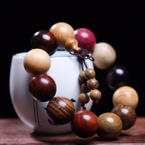 Zen Dear Unisex Natural Colorful Wood Buddhist Prayer Beads Bracelet Necklace Tibetan Mala Prayer Beads - style: 20mm 12beads