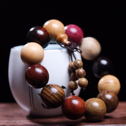 Zen Dear Unisex Natural Colorful Wood Buddhist Prayer Beads Bracelet Necklace Tibetan Mala Prayer Beads - style: 20mm 12beads