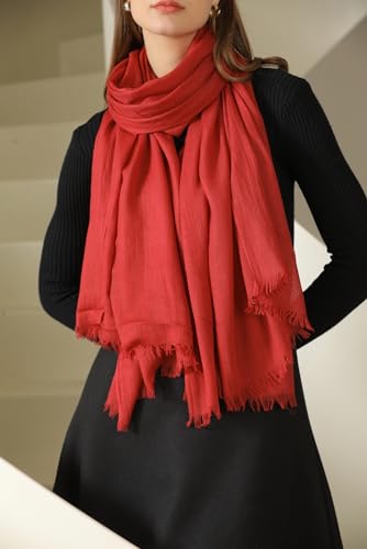 Pashmina Shawl Party Wraps Evening Dress Bridesmaid Long Cotton Scarves for Wedding - color: Wine Red 12