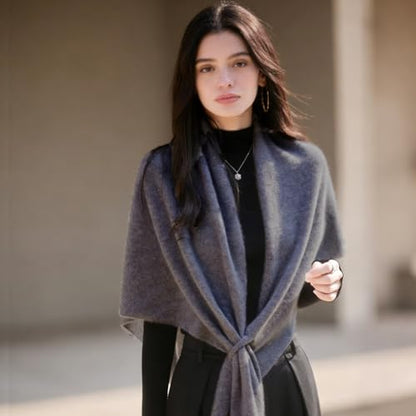 Cashmere Blend Shawl Wraps for Women,Cashmere Poncho Pashmina for Women Travel Scarf for All-Season with Gift Box - color: Grey
