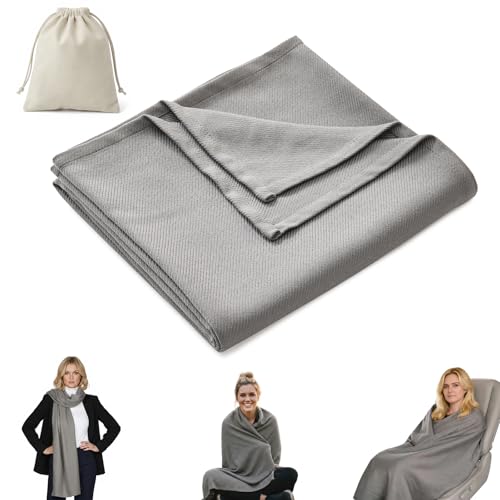 Travel Blanket Airplane - Ultra Soft & Lightweight Knit Design Compact Airplane Blanket,53x72 Inch,Stylish Travel Shawl Wraps for Flights,Office,Home Use,Travel Essentials & Gifts (Grey) - color: Grey
