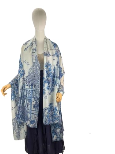 Luxury Cashmere Pashmina Style Shawl - Silk & Wool Blend Scarf, Lightweight Skin-Friendly Wrap - color: 4 Cyan