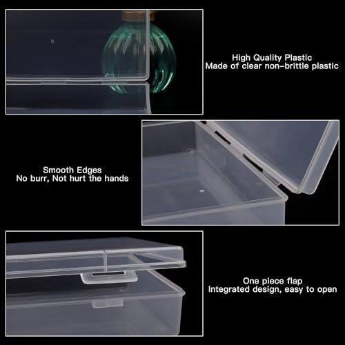 Clear Plastic Storage Containers, 8 Pack Mini Beads Box With Hinged Lid, Large Size (7.7 x 4.1 x 1.6 Inches)