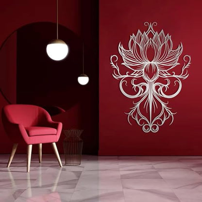 EUSTUGO Lotus Flower Mandala Metal Wall Art, Mandala Metal Wall Decor, Lotus Flower Wall Decor, Spiritual Art for Yoga Meditation Room, Living Room, Bedroom (Gold 1, 35"x25"/90x65cm)