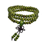108 Mala Wooden Beads Bracelet Necklace Elastic Healing Wood Sandalwood Seed Buddhist Bracelet for Women Men Buddha Prayer Meditation Jewelry - color: H 1pc 8mm green