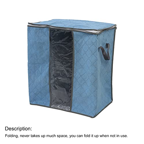 uxcell Non Woven Fabric Family Quilt Clothes Dustproof Zippered Storage Bag Pale Blue