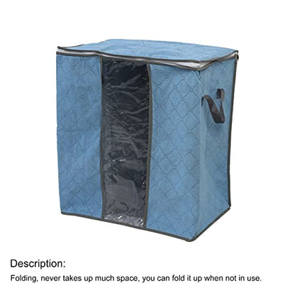 uxcell Non Woven Fabric Family Quilt Clothes Dustproof Zippered Storage Bag Pale Blue