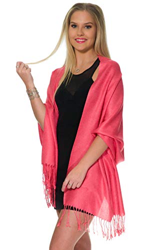 Pashmina Shawls and Wraps for Evening Dresses, Large Soft Pashminas Wedding Shawl - color: Pink Fuchsia