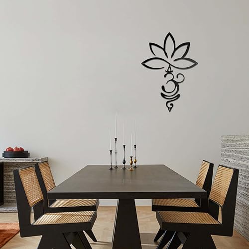 Slagindeco Metal Lotus Flower And Om Symbol Wall Decor, Spiritual Home Décor, Zen Lotus Spiritual Wall Art, Hindu Decor For Home Office Living Room Bedroom Yoga Meditation Room And Outdoor