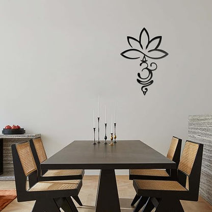 Slagindeco Metal Lotus Flower And Om Symbol Wall Decor, Spiritual Home Décor, Zen Lotus Spiritual Wall Art, Hindu Decor For Home Office Living Room Bedroom Yoga Meditation Room And Outdoor
